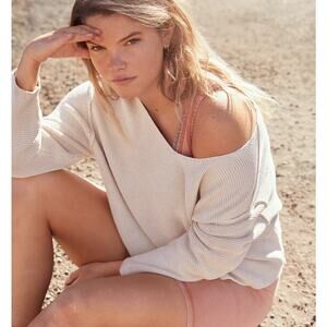 Offline Aerie V-Neck Cropped Sweater Ribbed Knit Cotton  XL Lightweight NWT